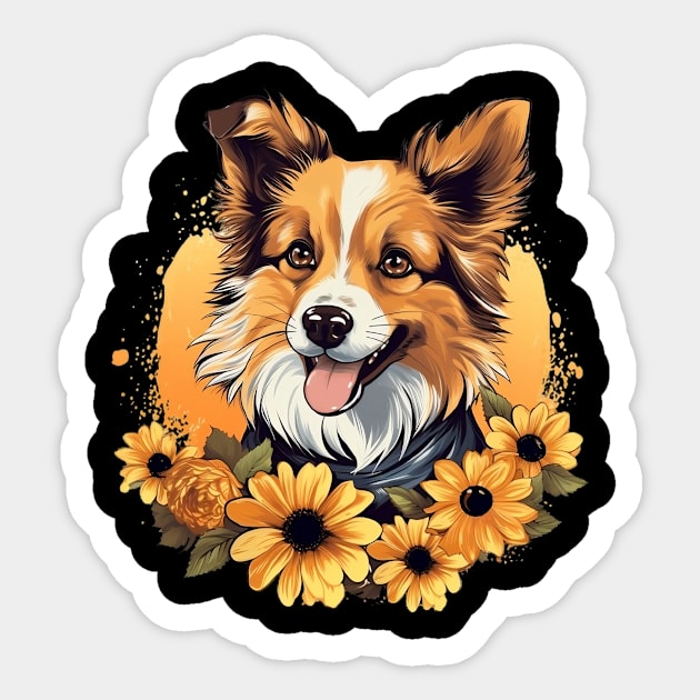 Dog Sunflowers Sticker by WoodShop93